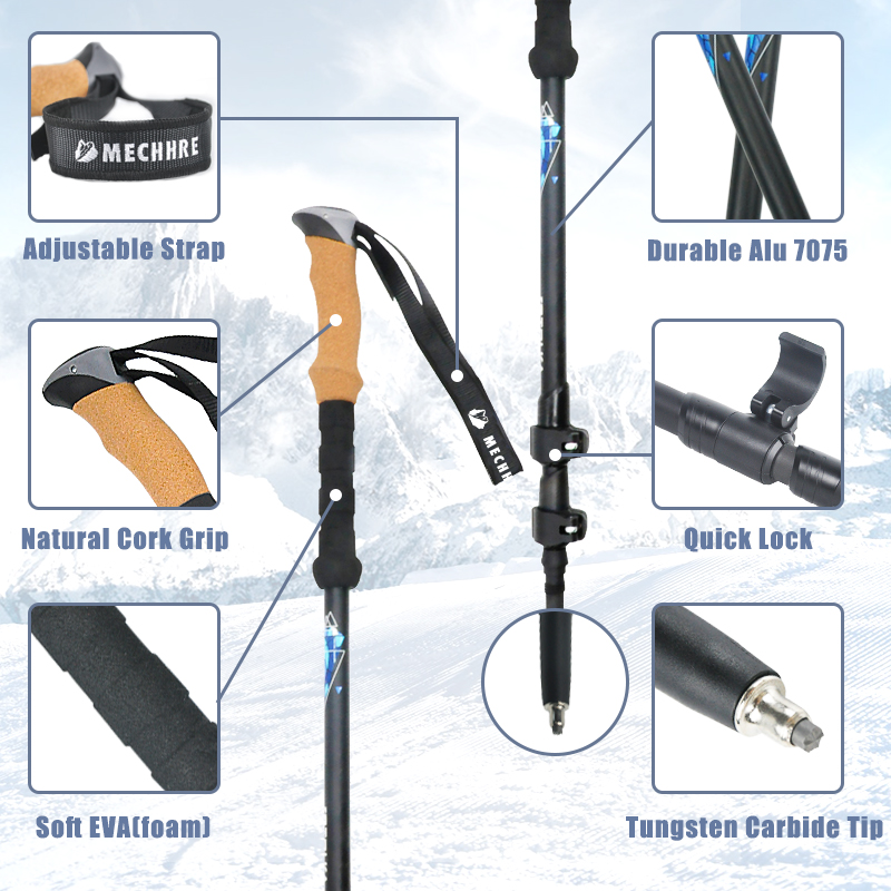 Ultralight Telescopic Trekking Pole – Carbon Fiber & Aluminium 7075 - Thumbnail 2